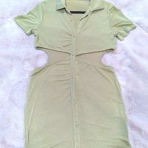 Lime green dress cutout waist